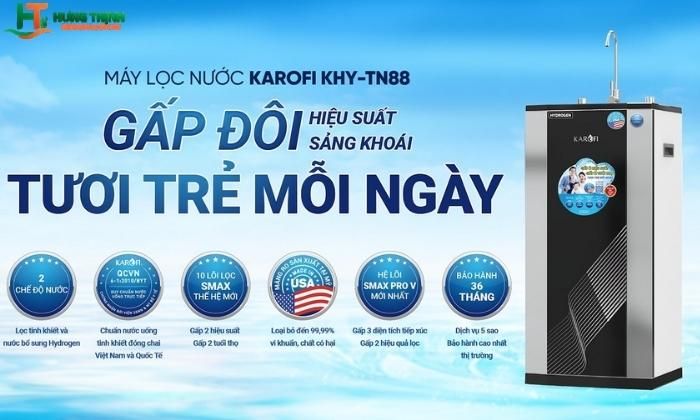 Máy lọc nước Hydrogen Karofi KHY-TN88 - Tăng gấp 2 lần hiệu suất - Gấp 2 tuổi thọ - Giúp người dùng tươi trẻ mỗi ngày